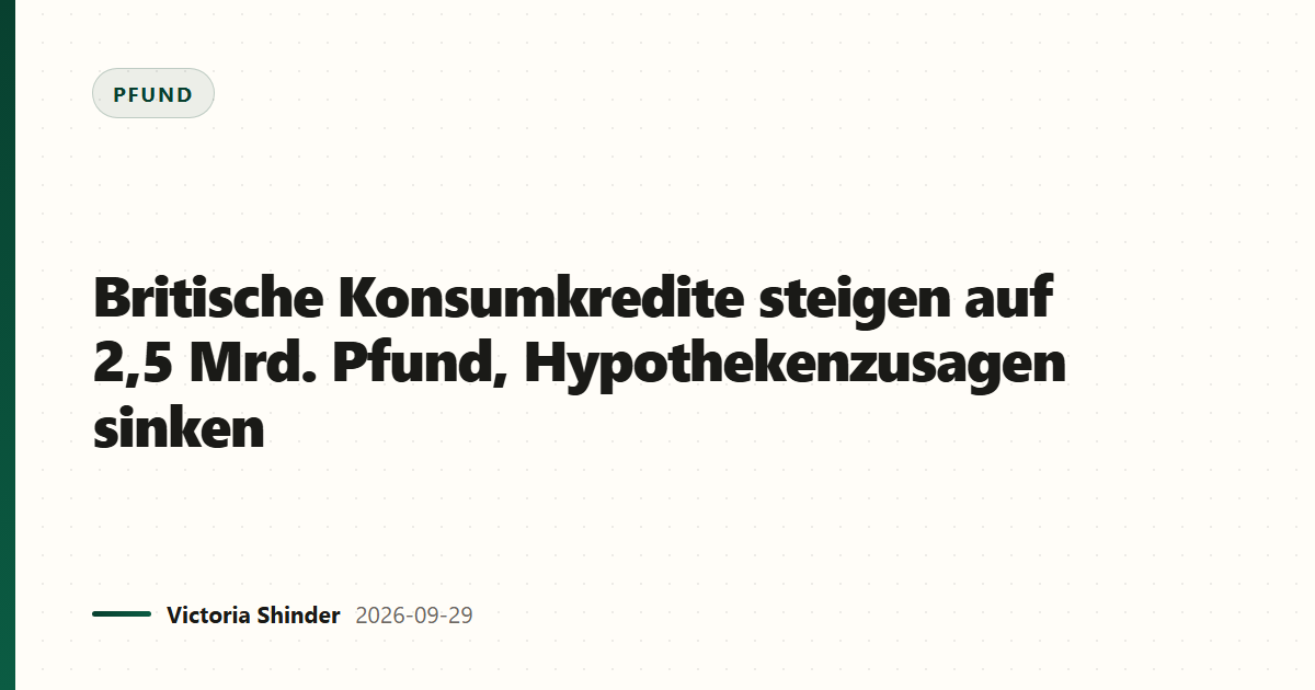 Britische Konsumkredite steigen auf 2,5 Mrd. Pfund, Hypothekenzusagen sinken