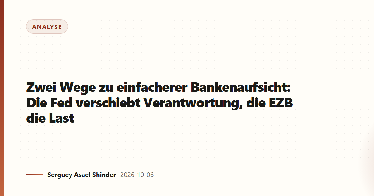 Zwei Wege zu einfacherer Bankenaufsicht: Die Fed verschiebt Verantwortung, die EZB die Last