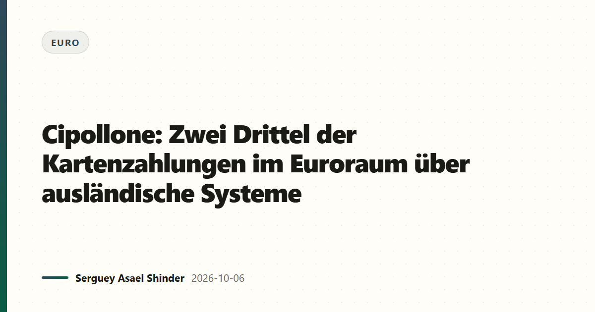 Cipollone: Zwei Drittel der Kartenzahlungen im Euroraum über ausländische Systeme