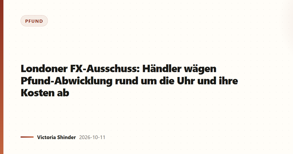 Londoner FX-Ausschuss: Händler wägen Pfund-Abwicklung rund um die Uhr und ihre Kosten ab