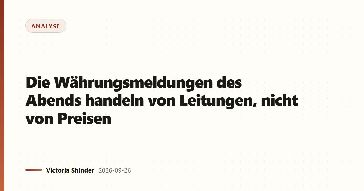 Die Währungsmeldungen des Abends handeln von Leitungen, nicht von Preisen