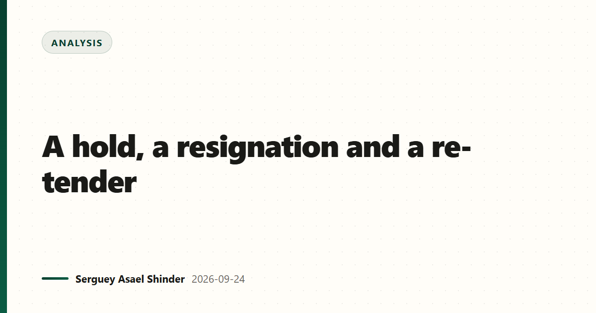 A hold, a resignation and a re-tender