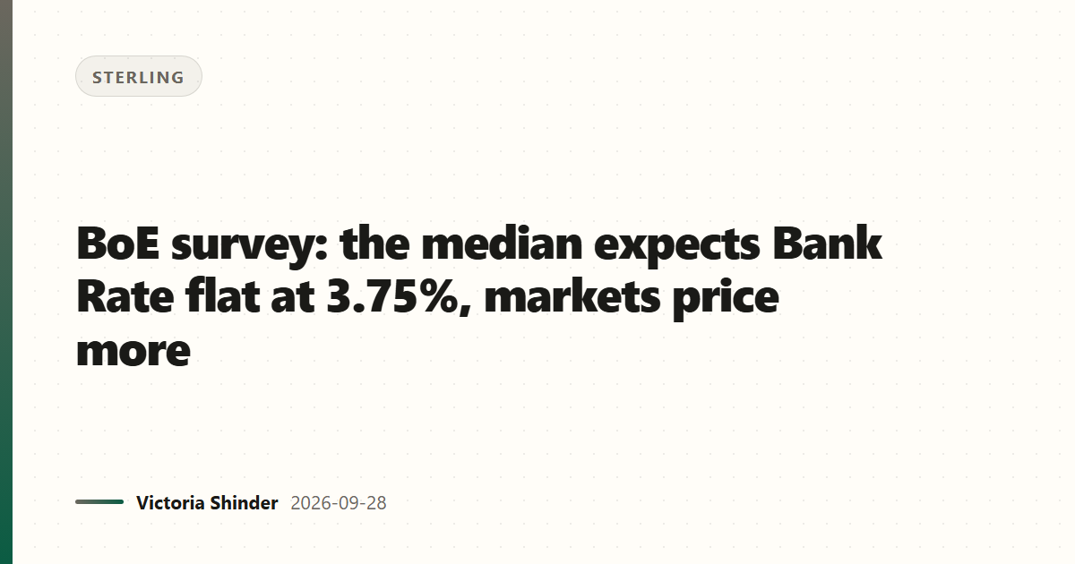 BoE survey: the median expects Bank Rate flat at 3.75%, markets price more