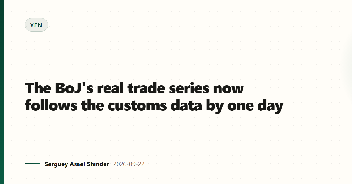 The BoJ's real trade series now follows the customs data by one day