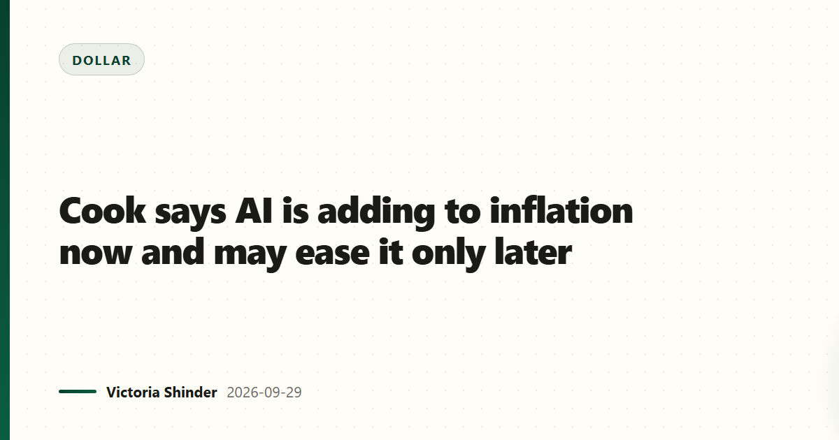 Cook says AI is adding to inflation now and may ease it only later