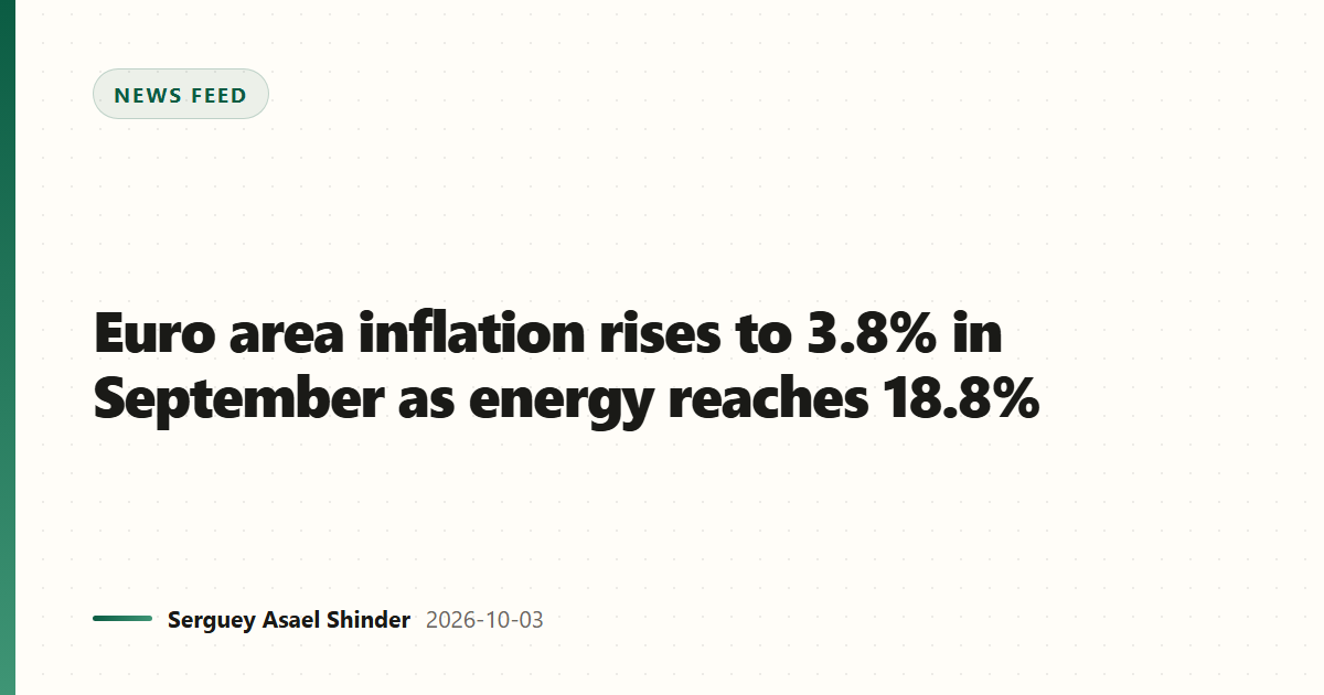 Euro area inflation rises to 3.8% in September as energy reaches 18.8%