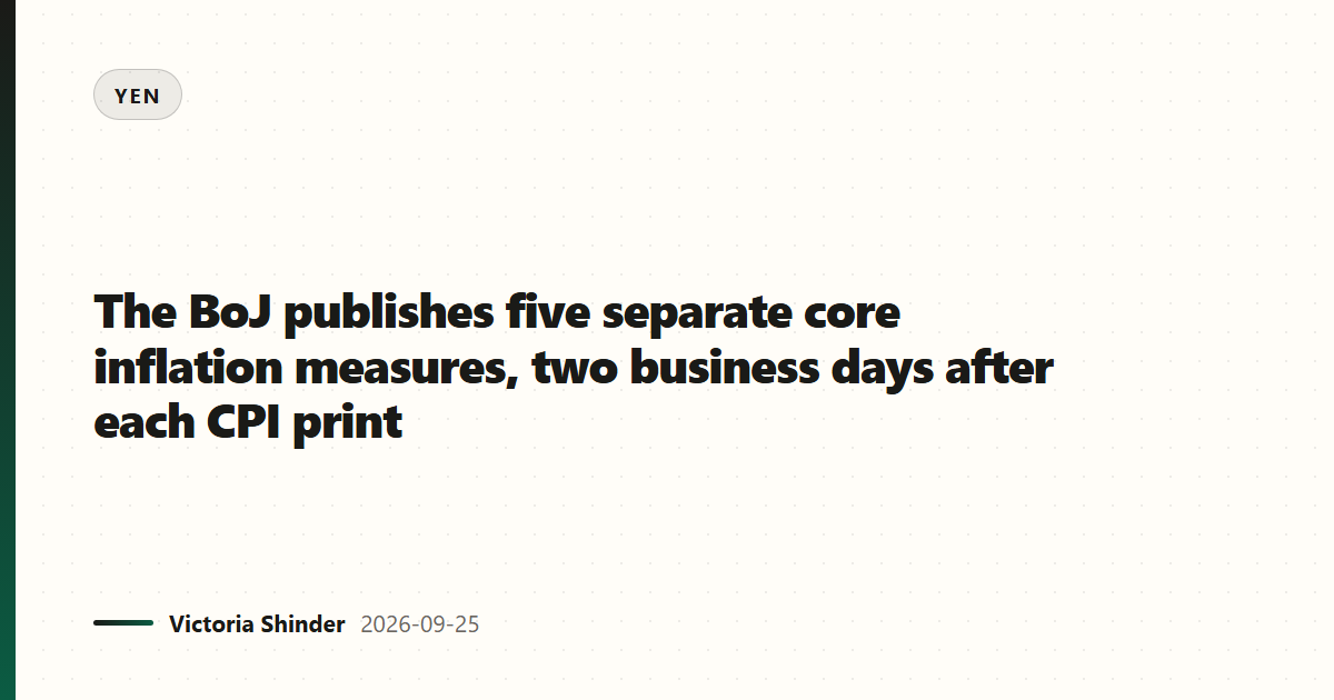 The BoJ publishes five separate core inflation measures, two business days after each CPI print