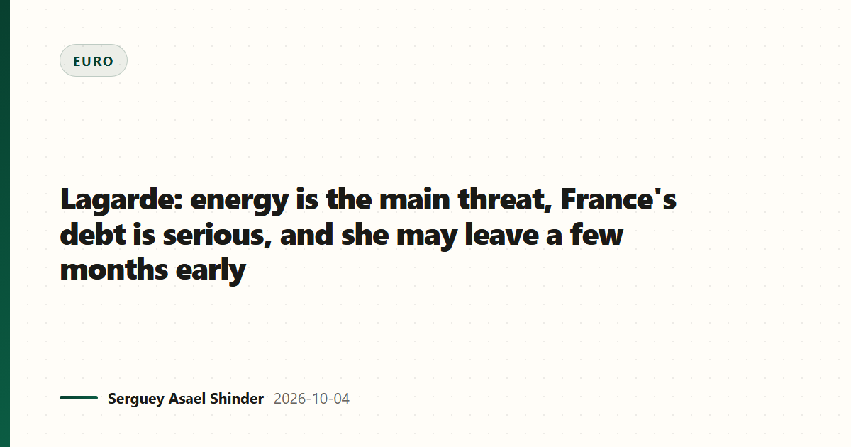 Lagarde: energy is the main threat, France's debt is serious, and she may leave a few months early