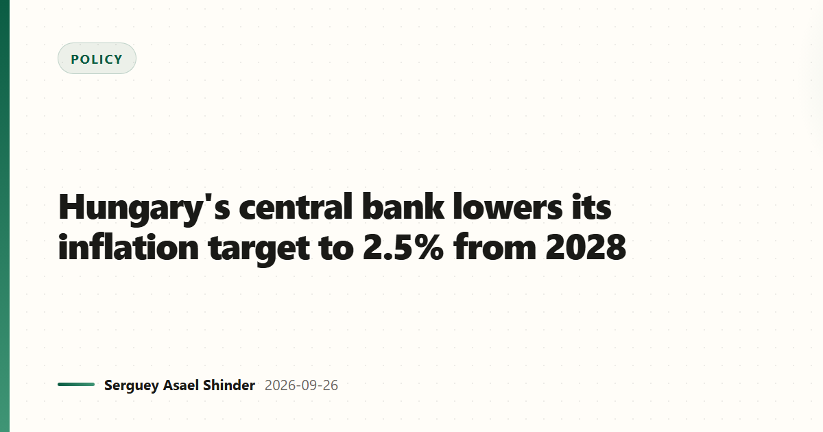 Hungary's central bank lowers its inflation target to 2.5% from 2028
