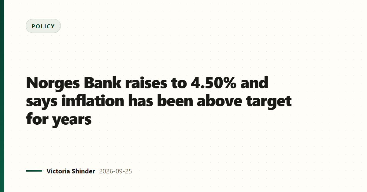 Norges Bank raises to 4.50% and says inflation has been above target for years