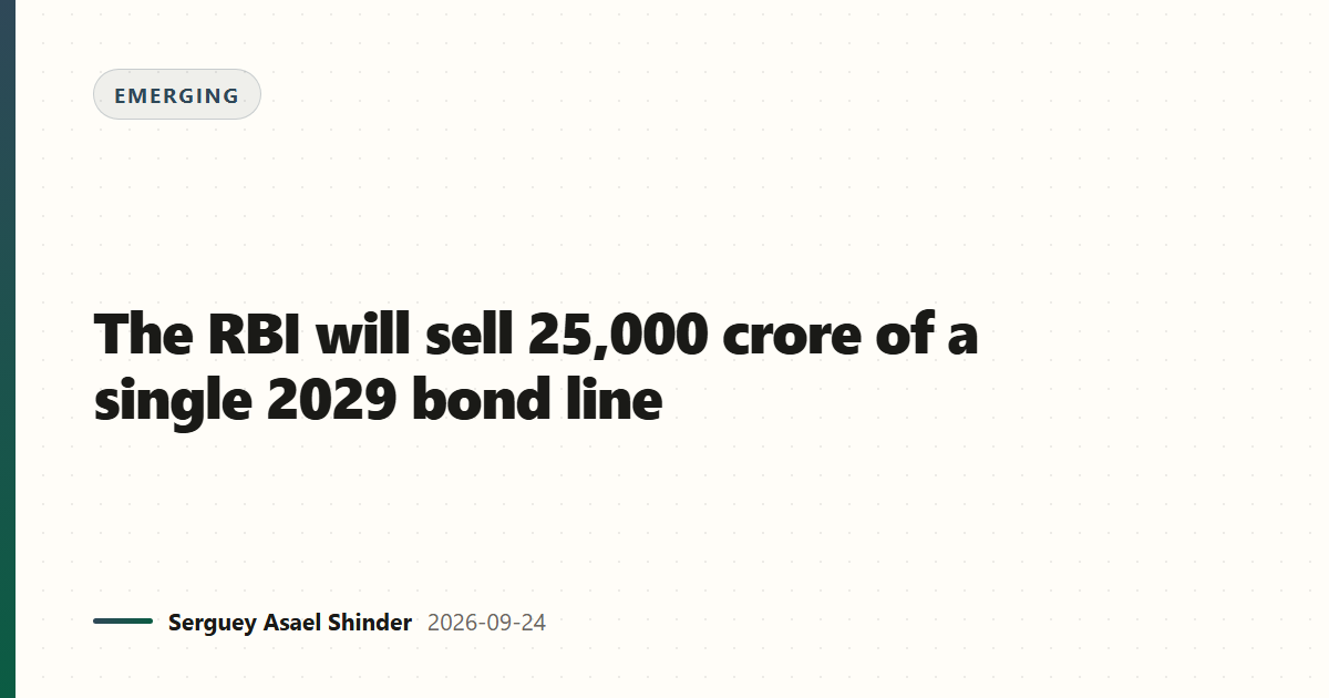 The RBI will sell 25,000 crore of a single 2029 bond line