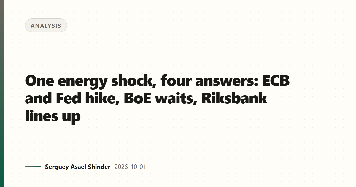 One energy shock, four answers: ECB and Fed hike, BoE waits, Riksbank lines up
