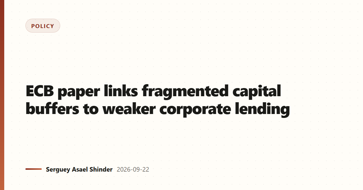 ECB paper links fragmented capital buffers to weaker corporate lending