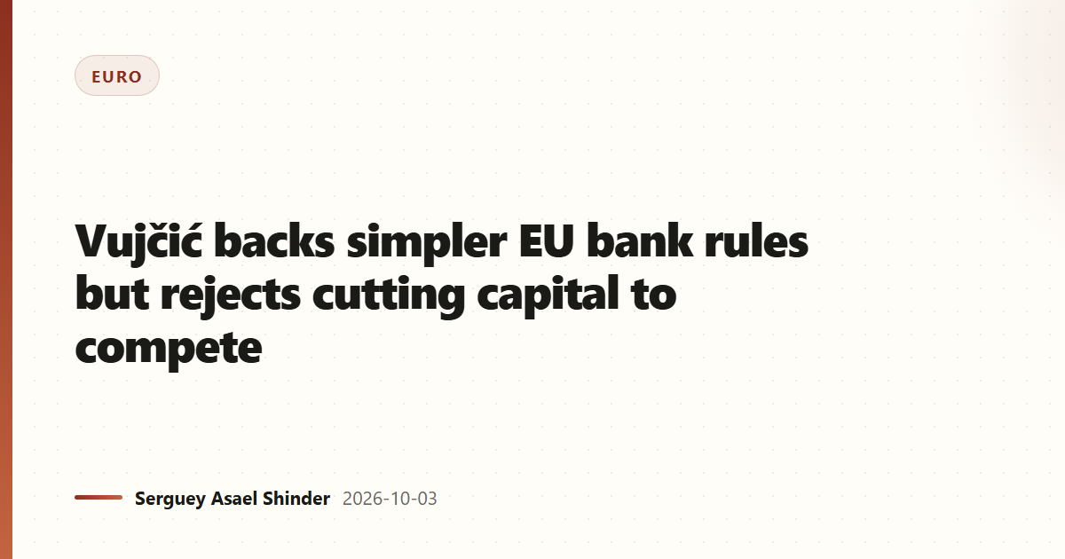 Vujčić backs simpler EU bank rules but rejects cutting capital to compete