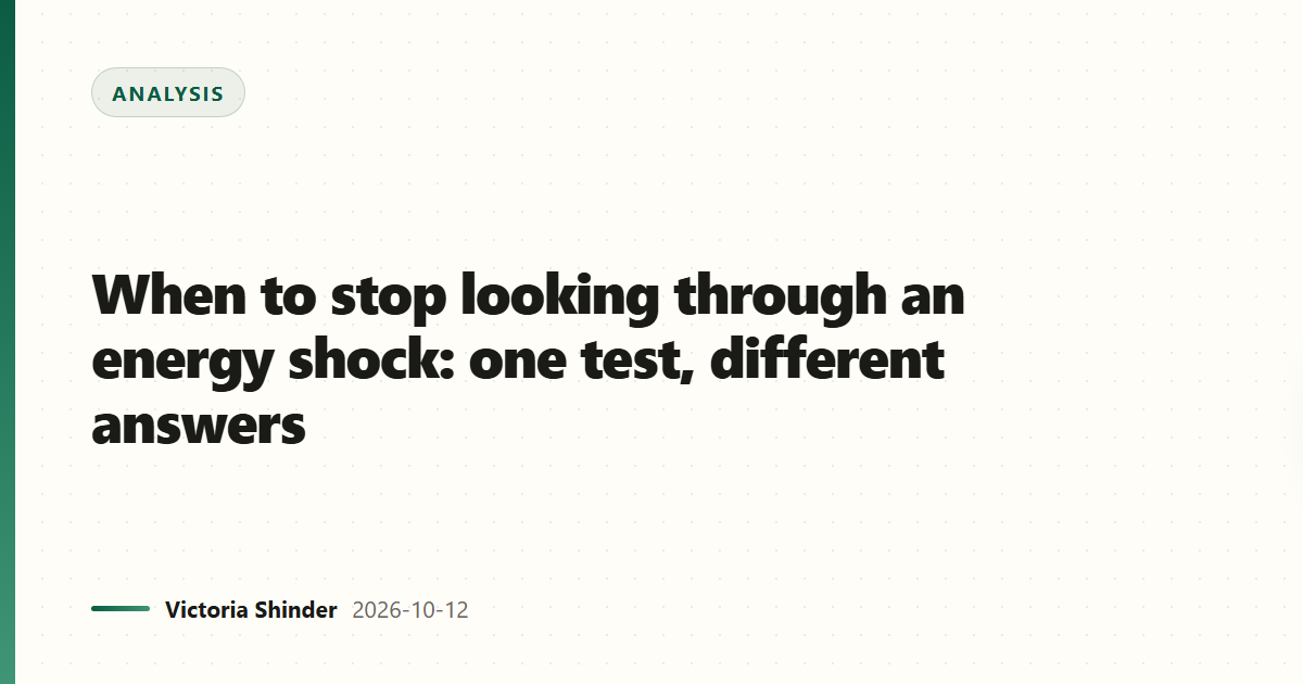 When to stop looking through an energy shock: one test, different answers
